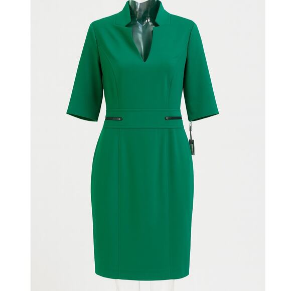 Tahari Arthur S. Levine Green Sheath Dress Knee Length NWT Women’s Size 4 - Picture 1 of 8
